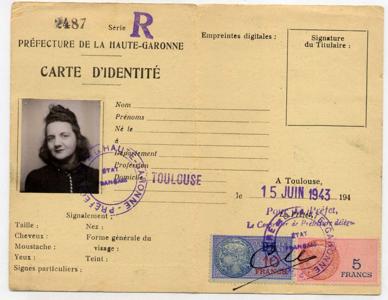 s11.pa3 .016 fausses cartes 1943 MRJ MOI