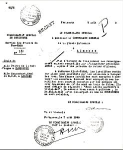 s3.pa2 .022 israelites perigueux 7aout 1940 MRJ MOI