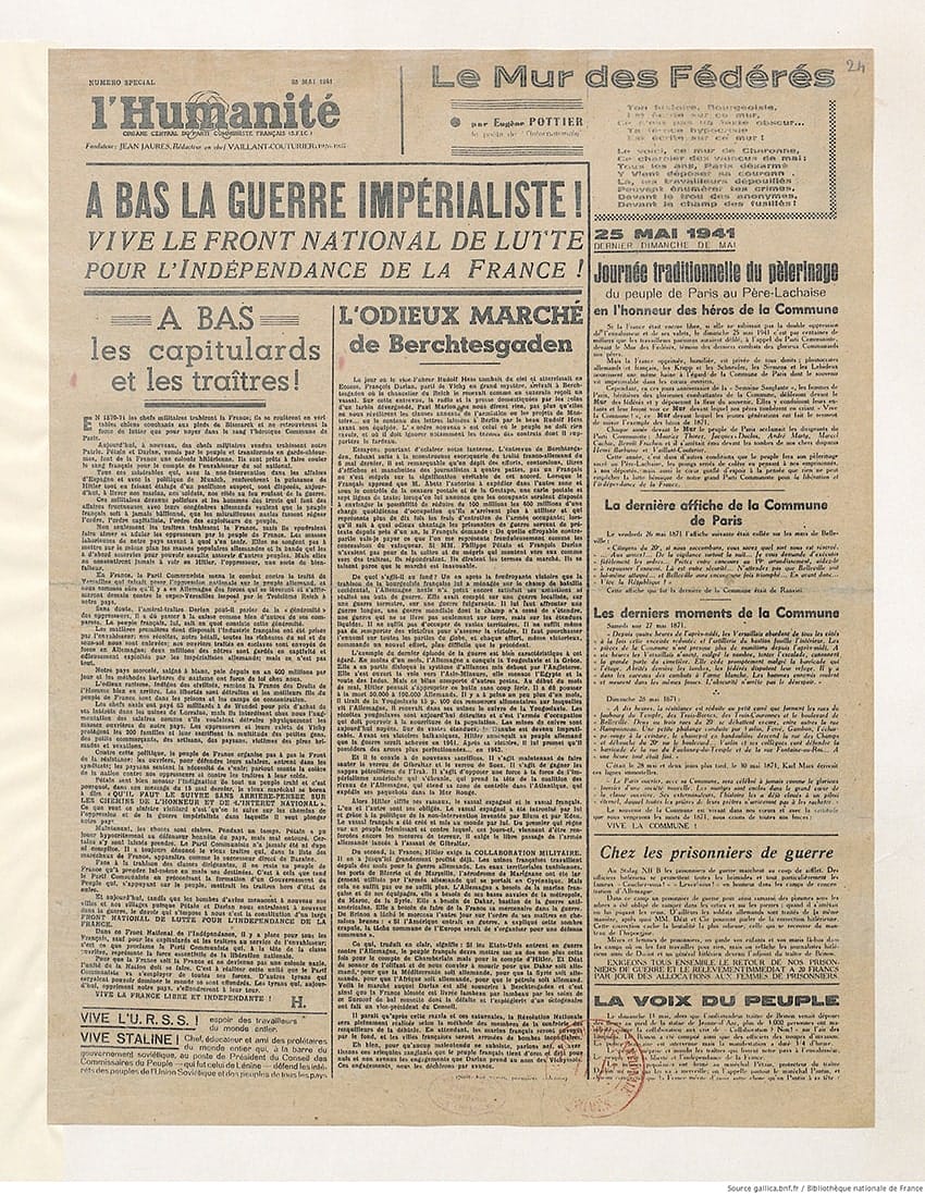 s4.pa3 .022 humanite 25mai 1941 MRJ MOI